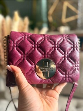 Kate Spade Quilted Leather Crossbody in Plum with Gold Hardware